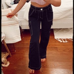 trendy white seam detailed pants